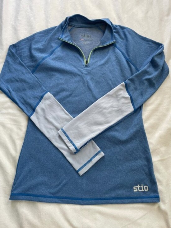 Stio Tops - Stio Women's Colorblock Long Sleeves Quarter Zip Sweatshirt, Blue White, Size M